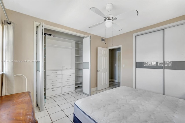 2200 S Ocean Dr Unit N116, Hollywood, FL 33019 - bedroom featuring ceiling fan, light tile patterned flooring, and visible vents
