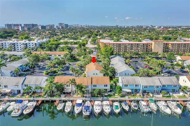 2699 NE 15th St, Pompano Beach, FL 33062 - drone / aerial view with a water view and a view of city