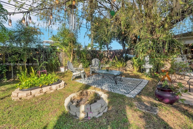 view of yard featuring a fenced backyard and a patio