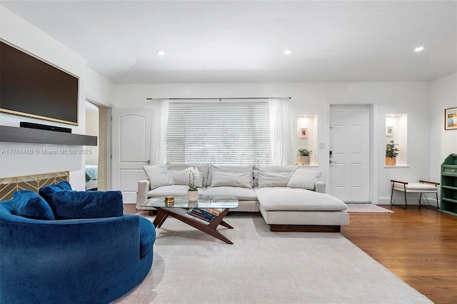 558 NE 94th St, Miami Shores, FL 33138 - living area with wood finished floors and recessed lighting