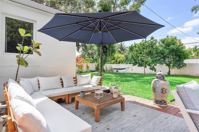 558 NE 94th St, Miami Shores, FL 33138 - wooden terrace featuring an outdoor hangout area and a fenced backyard