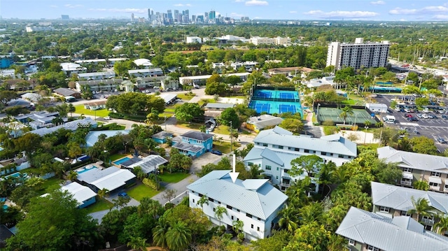 drone / aerial view with a view of city