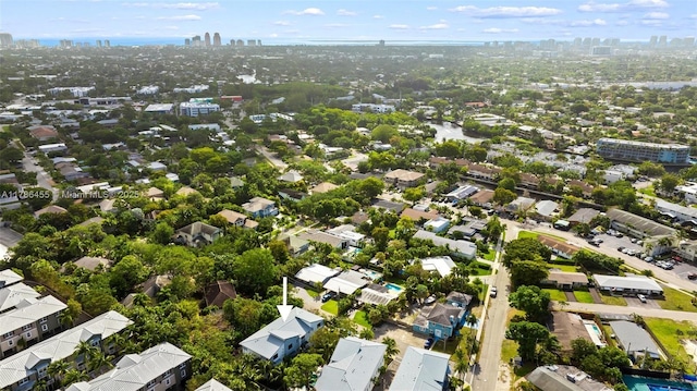 bird's eye view featuring a residential view and a view of city
