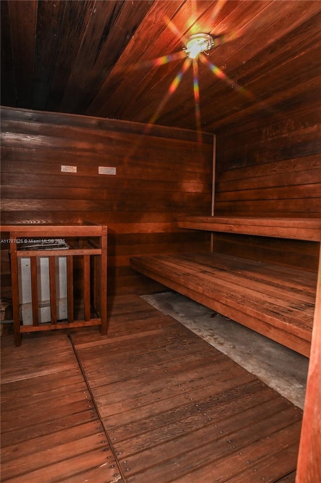 view of sauna / steam room with hardwood / wood-style floors