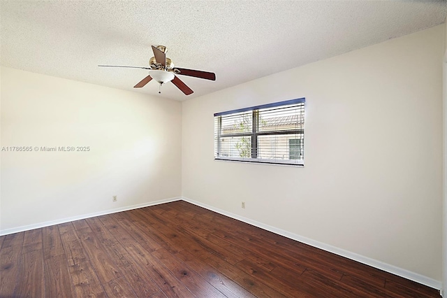 3971 NW 108th Dr, Coral Springs, FL 33065 - empty room with baseboards, a textured ceiling, dark wood-type flooring, and ceiling fan