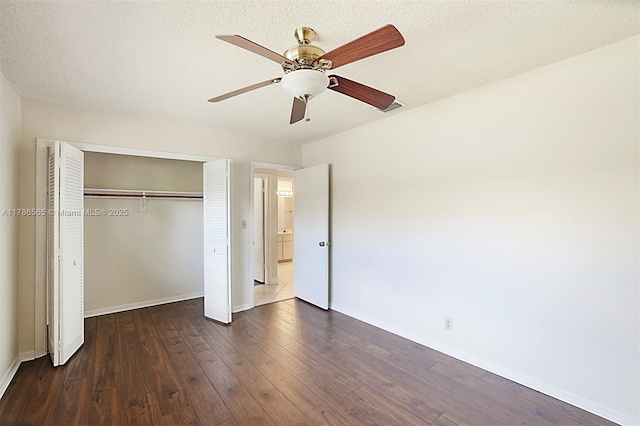 3971 NW 108th Dr, Coral Springs, FL 33065 - unfurnished bedroom with a closet, ceiling fan, wood-type flooring, baseboards, and visible vents