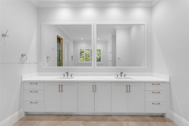 1672 Micanopy Ave, Miami, FL 33133 - bathroom with double vanity and crown molding