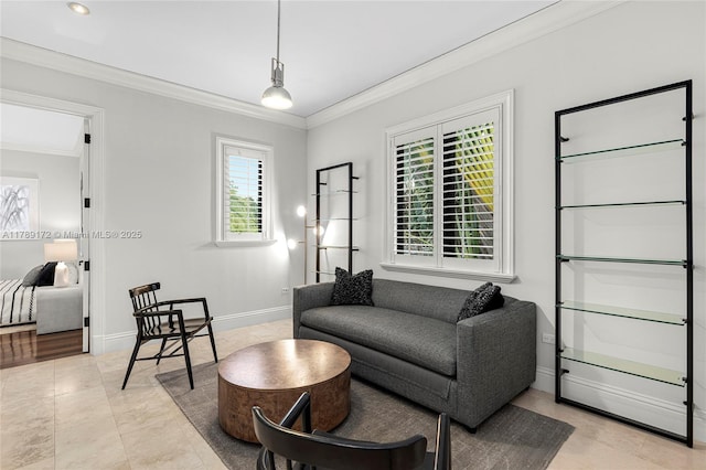 1672 Micanopy Ave, Miami, FL 33133 - living room with ornamental molding and baseboards