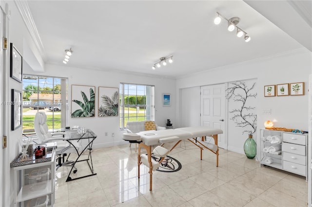 8350 SW 98 Th St, Miami, FL 33156 - office featuring baseboards, rail lighting, and crown molding