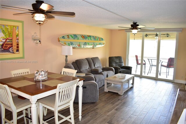 9681 Sunrise Lakes Blvd Unit 209, Sunrise, FL 33322 - living room with a ceiling fan, wood finished floors, and a textured ceiling