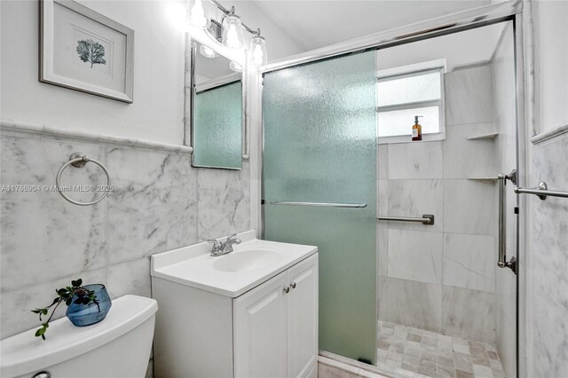 3411 SW 36th St, West Park, FL 33023 - full bath with vanity, a shower stall, and tile walls
