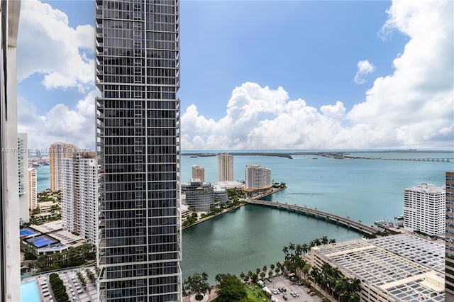 property view of water with a view of city