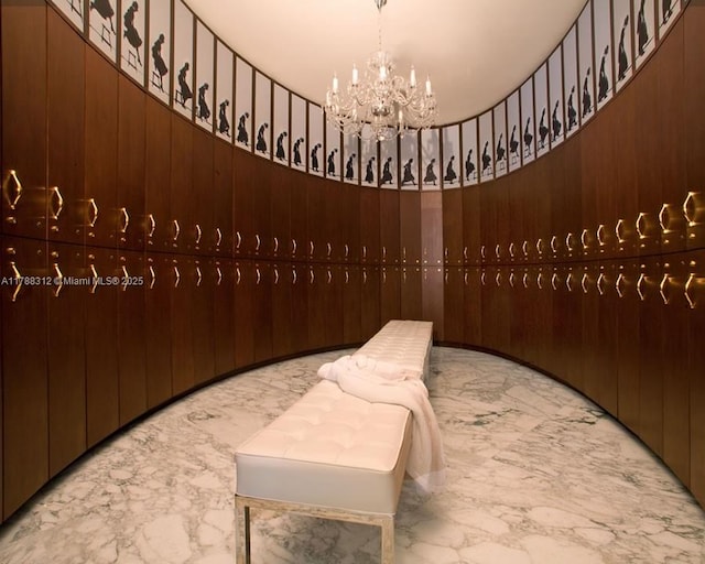 interior space with an inviting chandelier