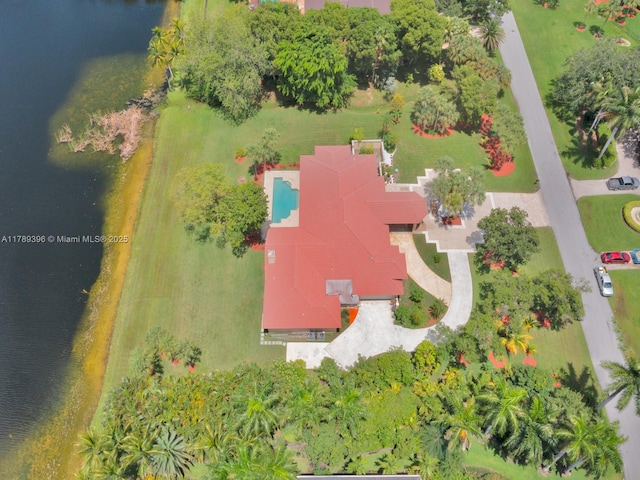 bird's eye view of a nearby body of water