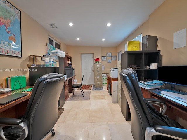 office space featuring recessed lighting