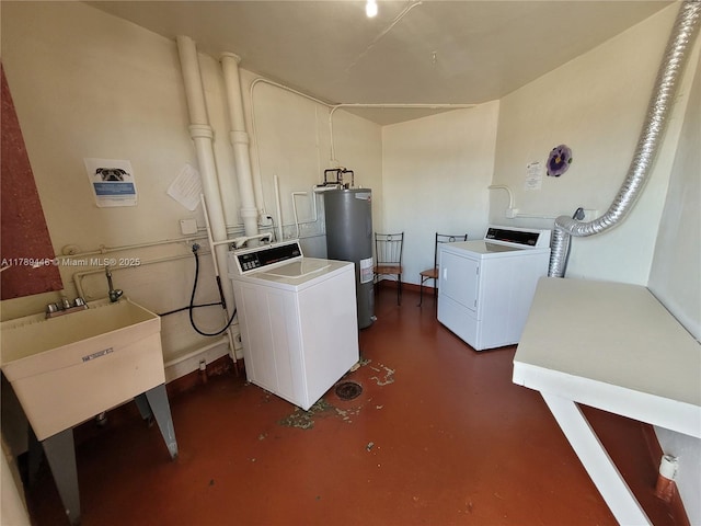 2930 Point E Dr Unit E603, Aventura, FL 33160 - laundry room with a sink, water heater, independent washer and dryer, and baseboards