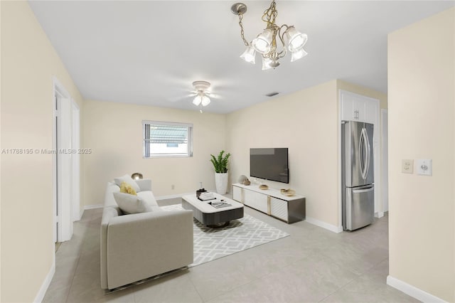 1171 NW 88th Way, Plantation, FL 33322 - living area featuring ceiling fan, light tile patterned flooring, and a chandelier
