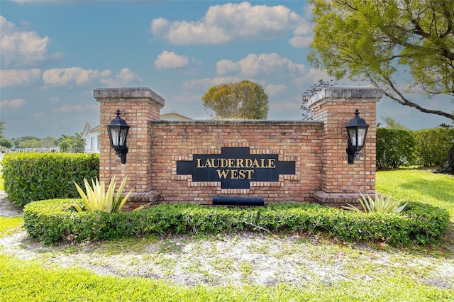 view of community sign