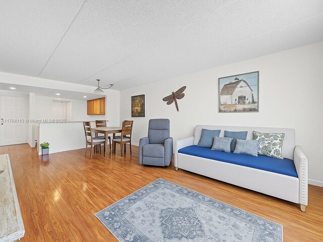 4500 N Flagler Dr Unit C24, West Palm Beach, FL 33407 - living area with light wood finished floors, a textured ceiling, and recessed lighting