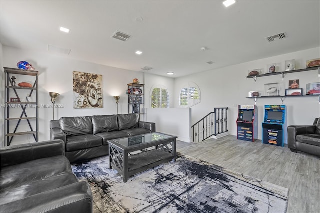 3007 W 8th St, Lehigh Acres, FL 33971 - living area featuring wood finished floors and recessed lighting