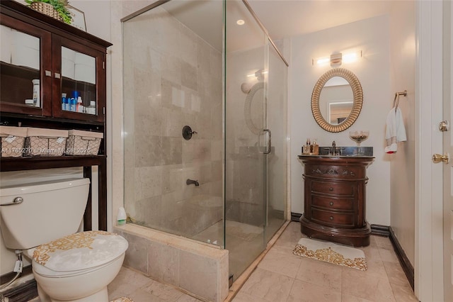 11430 NW 39th Ct, Coral Springs, FL 33065 - full bathroom featuring a shower stall, toilet, vanity, and baseboards