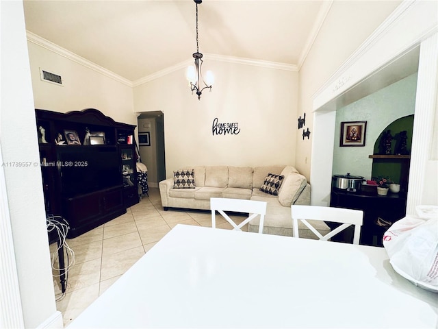 15357 SW 43rd Ter, Miami, FL 33185 - tiled living room featuring ornamental molding and lofted ceiling