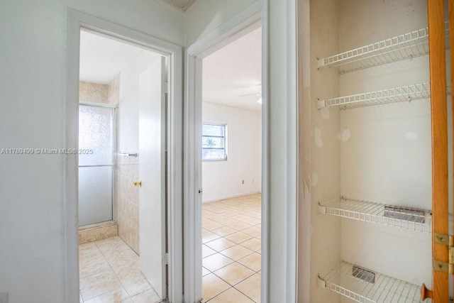 interior space with light tile patterned floors