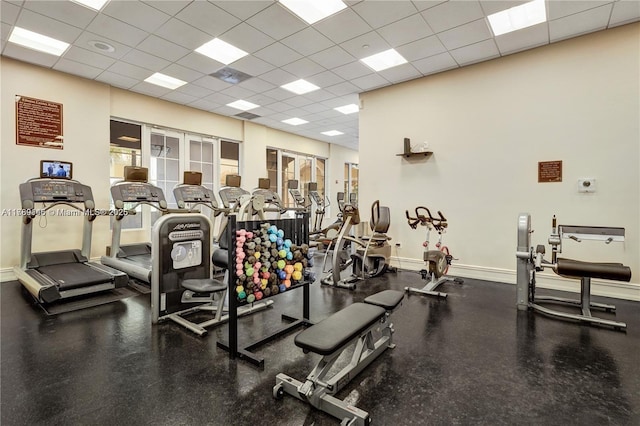 16101 Emerald Estates Dr Unit 342, Weston, FL 33331 - gym with baseboards and a drop ceiling