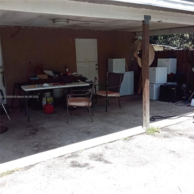 view of garage