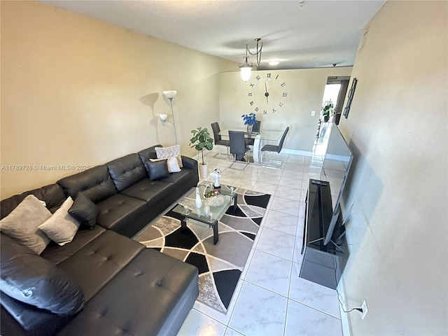 living room featuring tile patterned floors