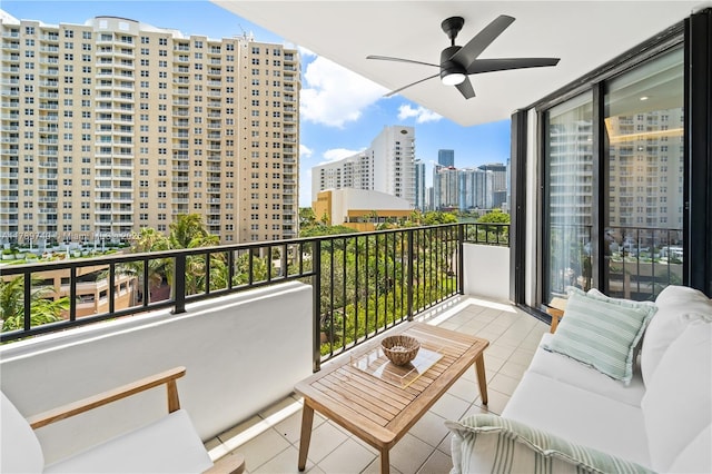 520 Brickell Key Dr Unit A713, Miami, FL 33131 - balcony featuring ceiling fan and a city view