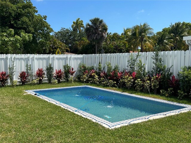 900 SW 24th Rd, Miami, FL 33129 - view of pool featuring a fenced in pool, a fenced backyard, and a yard