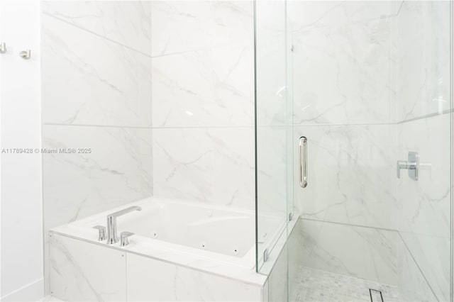900 SW 24th Rd, Miami, FL 33129 - full bathroom featuring a marble finish shower and a jetted tub