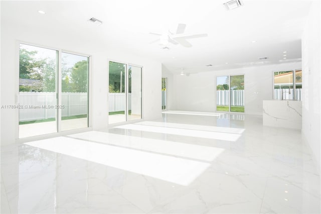 900 SW 24th Rd, Miami, FL 33129 - unfurnished room with recessed lighting, ceiling fan, marble finish floor, and visible vents