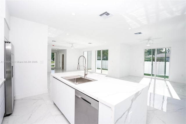 900 SW 24th Rd, Miami, FL 33129 - kitchen featuring open floor plan, appliances with stainless steel finishes, a sink, and visible vents