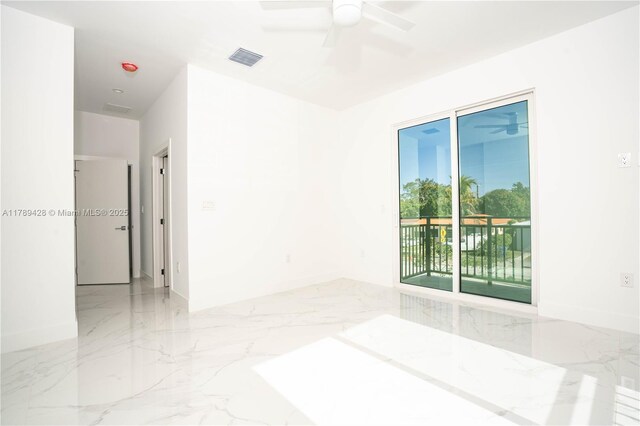 900 SW 24th Rd, Miami, FL 33129 - empty room with ceiling fan, visible vents, and marble finish floor