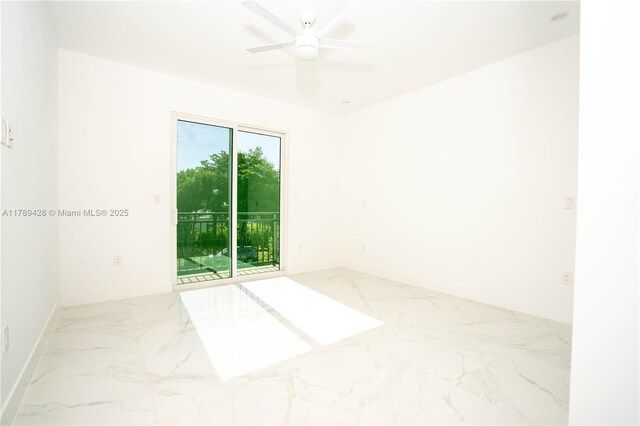 900 SW 24th Rd, Miami, FL 33129 - empty room with baseboards, ceiling fan, and marble finish floor