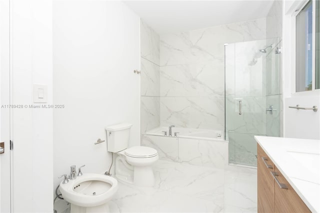 900 SW 24th Rd, Miami, FL 33129 - bathroom with vanity, toilet, a bath, a marble finish shower, and a bidet