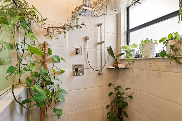 interior space featuring tiled shower