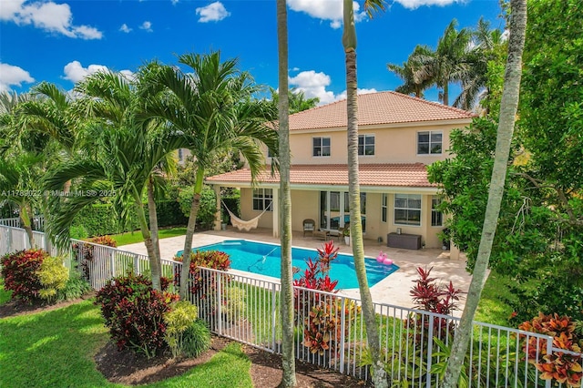 view of pool with a fenced backyard, a patio area, and a fenced in pool