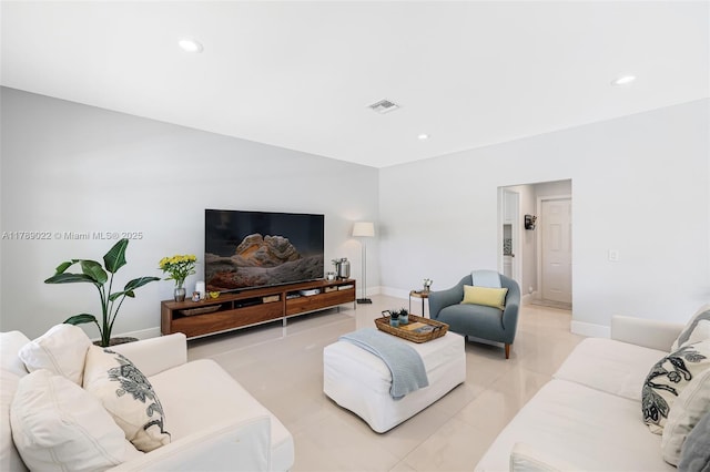 1092 Lavender Cir, Weston, FL 33327 - living area featuring light tile patterned floors, visible vents, and recessed lighting