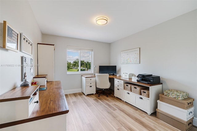 office with light wood finished floors and baseboards