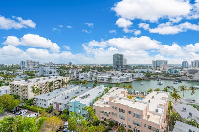 6900 Bay Dr Unit 11F, Miami Beach, FL 33141 - aerial view featuring a view of city and a water view