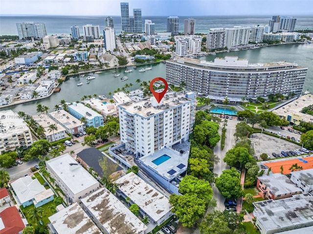 6900 Bay Dr Unit 11F, Miami Beach, FL 33141 - aerial view featuring a view of city and a water view