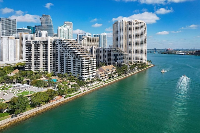 520 Brickell Key Dr Unit A201, Miami, FL 33131 - bird's eye view with a city view and a water view