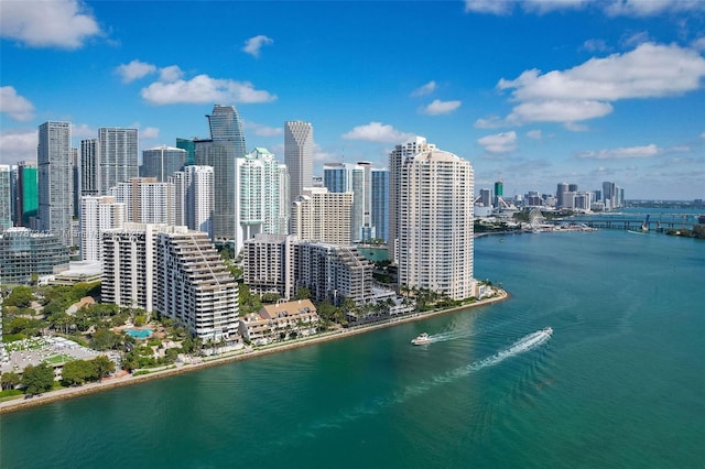 520 Brickell Key Dr Unit A201, Miami, FL 33131 - aerial view featuring a water view and a view of city