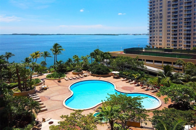 520 Brickell Key Dr Unit A201, Miami, FL 33131 - pool featuring a patio area and a water view