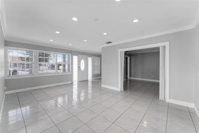 11024 SW 51st Ter, Miami, FL 33165 - spare room with light tile patterned flooring, baseboards, recessed lighting, and crown molding