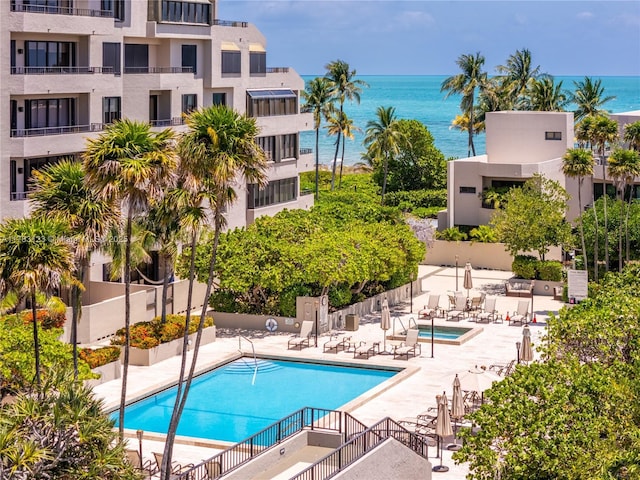 201 Crandon Blvd Unit 333, Key Biscayne, FL 33149 - community pool with a patio area and a water view