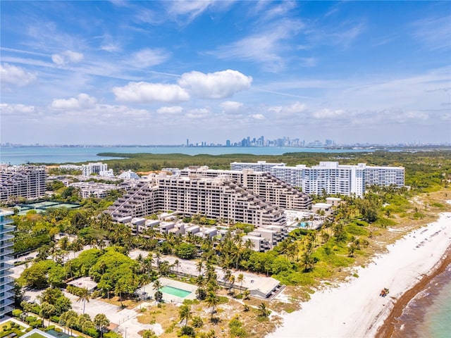 201 Crandon Blvd Unit 333, Key Biscayne, FL 33149 - aerial view of unending shoreline, a view of skyline, and a pool